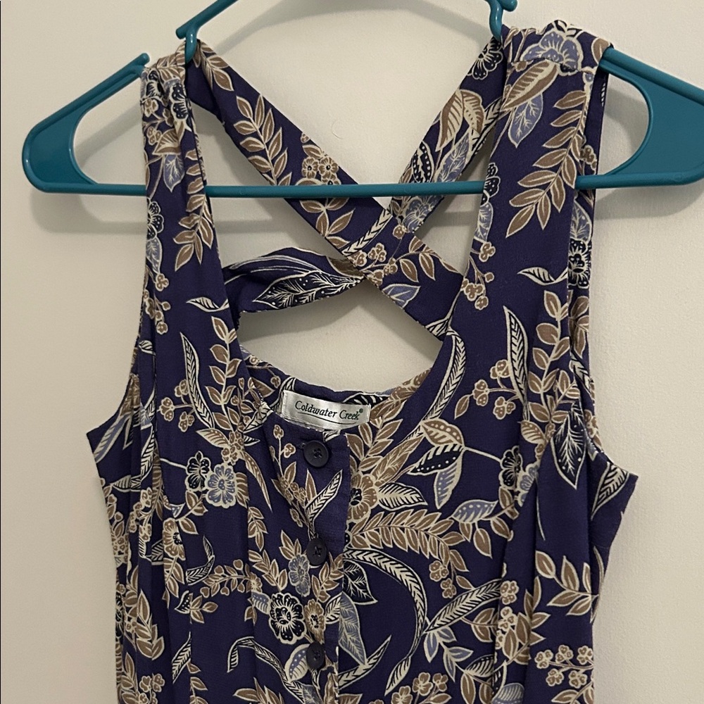 90s VINTAGE Coldwater Creek Navy Floral Dress